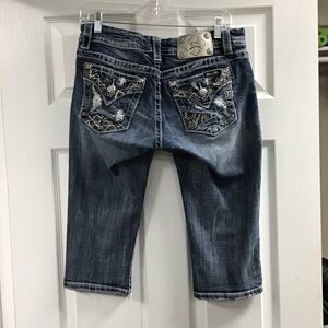 Miss Me Blue Capris with Silver Accents